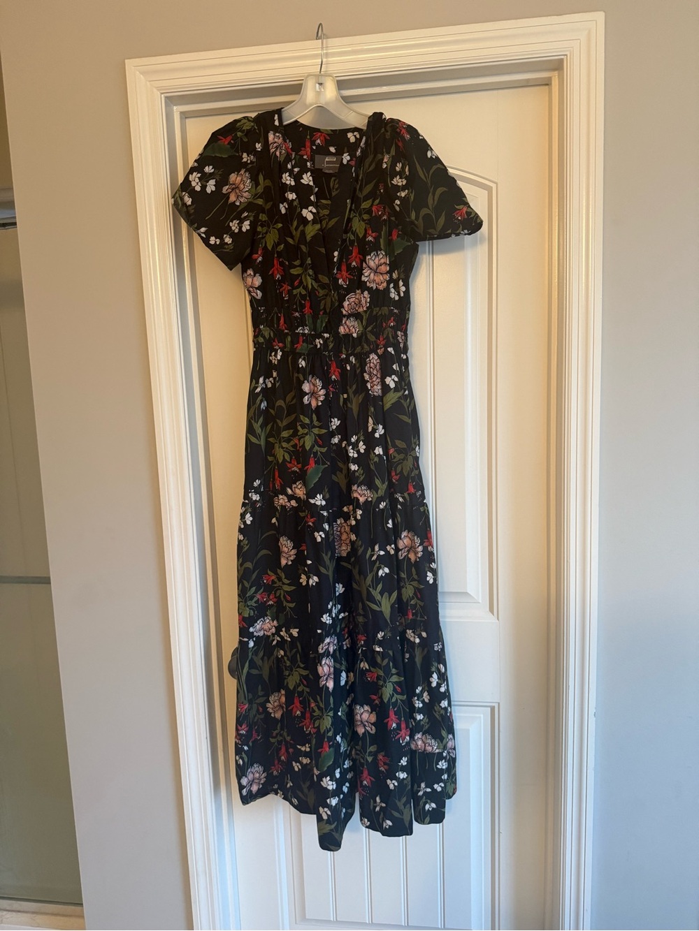 Anthropologie Somerset Black Floral Maxi Dress